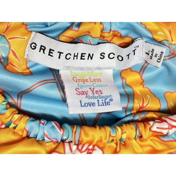 Gretchen Scott Size Large Marigold Garden Tassel Tie Built-In Bra Halter Top EUC - Picture 6 of 8